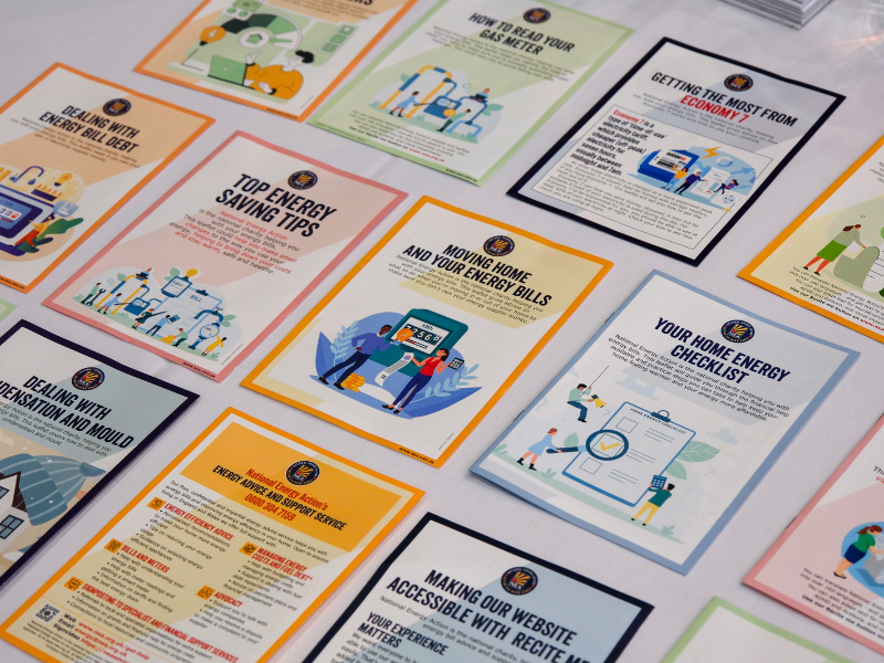 A National Energy Action advice leaflets. They provide information to vulnerable clients to help them manage their energy usage. Leaflets include top energy saving tips, tackling mould and damp and moving home.