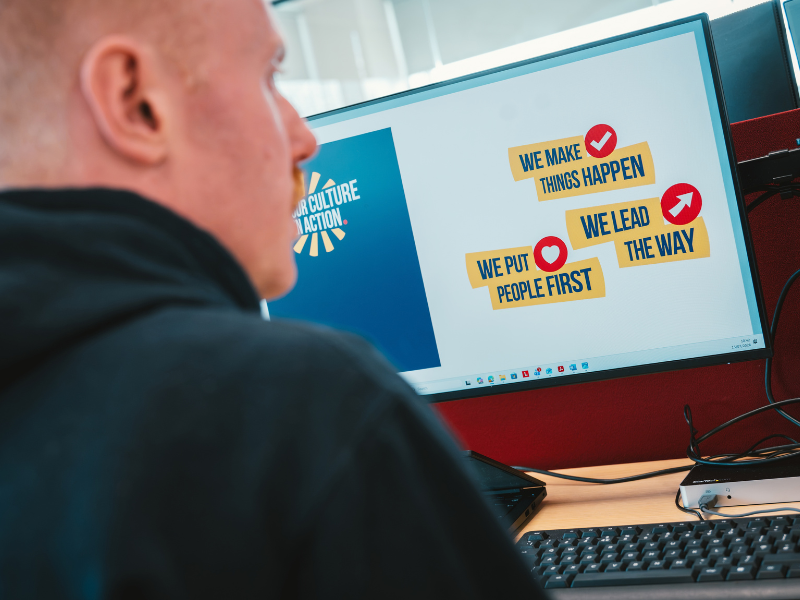 Employee with our Values screen